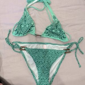 Green paisley floral bikini